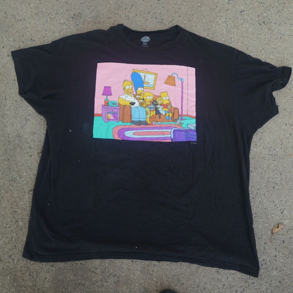 The Simpsons Couch Gag Graphic Tee Shirt 2XL Black Retro Cartoon Kidcore